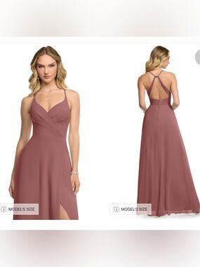 Azazie Davis Evening Dress with Open Back in Desert Rose size A6